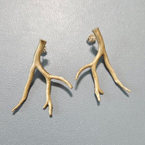 Mignon Faget Coral Earrings in Bronze with Sterling Silver Post Dangle Statement - Picture 4 of 7